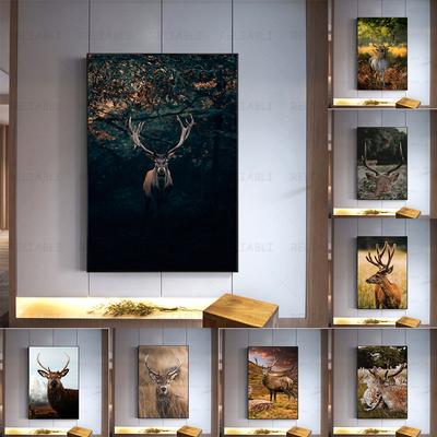 Deer In Forest Canvas Painting Animal Wall Art Picture Posters and Prints for Living Room Decor Porch Home Decoration Cuadros