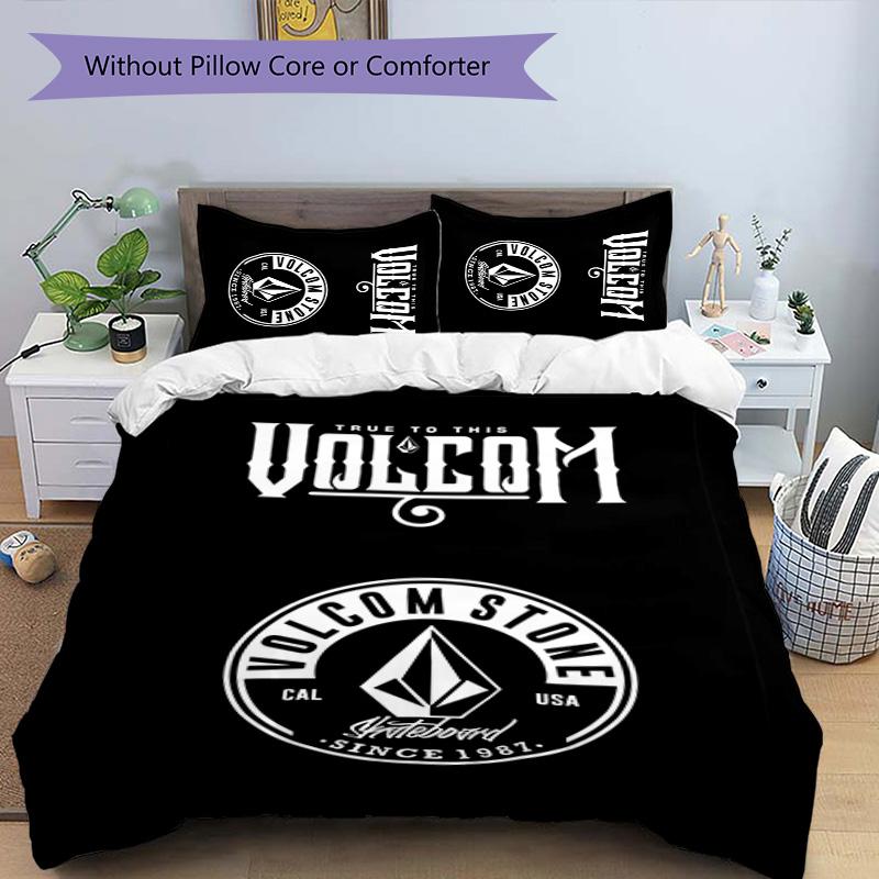3pcs V-VOLCOM LOGO3 pattern bedding set duvet cover set includes duvet cover &pillowcases, perfect all season bedroom decoration & gift
