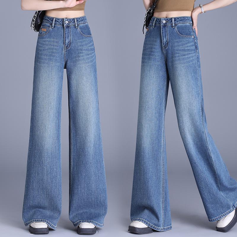 2026 Spring/Autumn High-Waisted Retro Blue Denim Casual Pants
