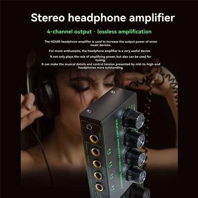 ABUO-4 Channel Low Noise Stereo Audio Amplifier Professional Headphone Amplifier For Sound Mixer PC Guitar