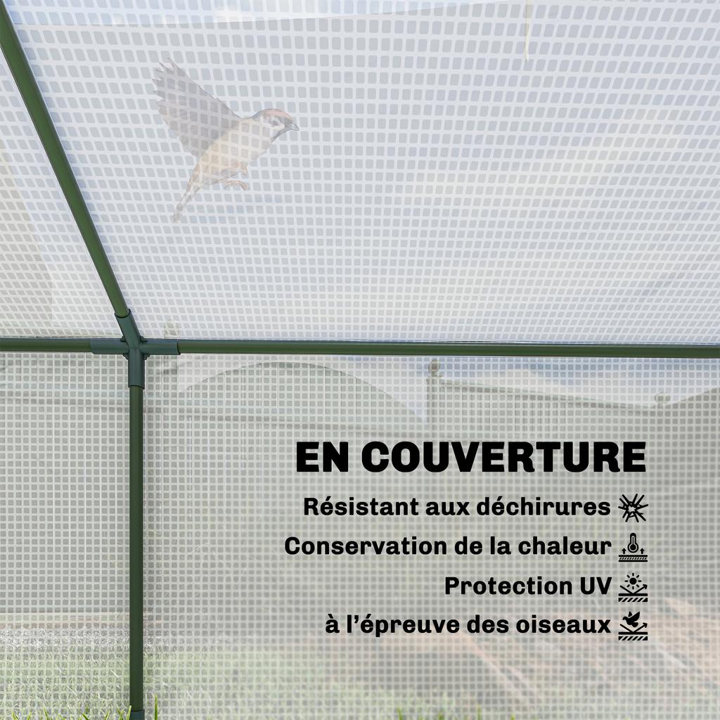 Mini Greenhouse, Pointed Roof, Mosquito Net Window, Powder-Coated Metal, 180 x 90 x 70 cm, White