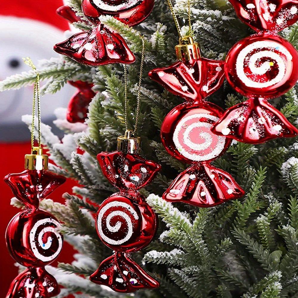 Weihnachts-Hängebonbon-Ornamente Kunststoff Bunte Zeichnungen Feiertagsanhänger Zuckerstangen-Ornamente Dekorative Kugeln Wohnungsdekorationen