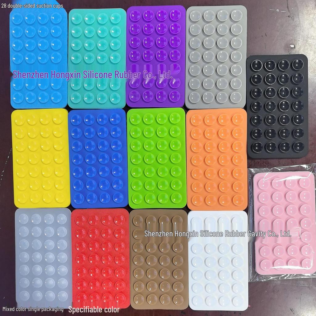 Silicone Suction Cup Holder for Mobile Phones - Square, Single-Sided, Set of 24