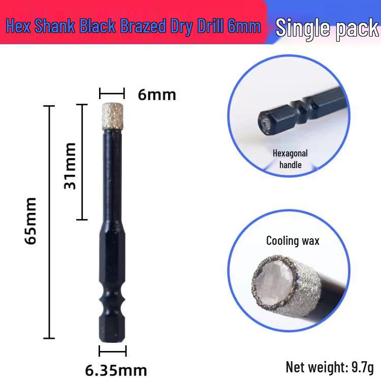 Diamond Hex Shank Glass & Tile Dry Drill Bit