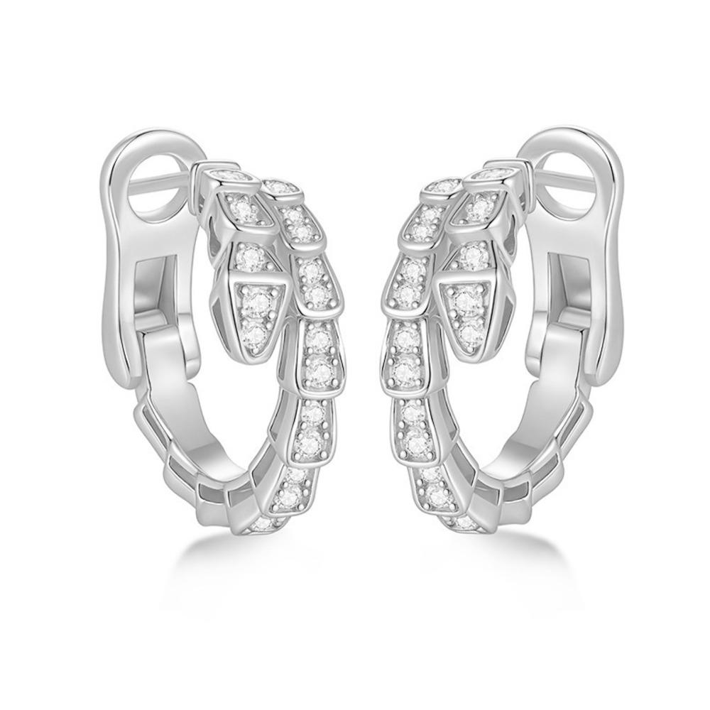 925 Sterling Silver Snake Design Hoop Moissanite Earrings D VVS1 Fine Jewelry For Women Party Daily Gift