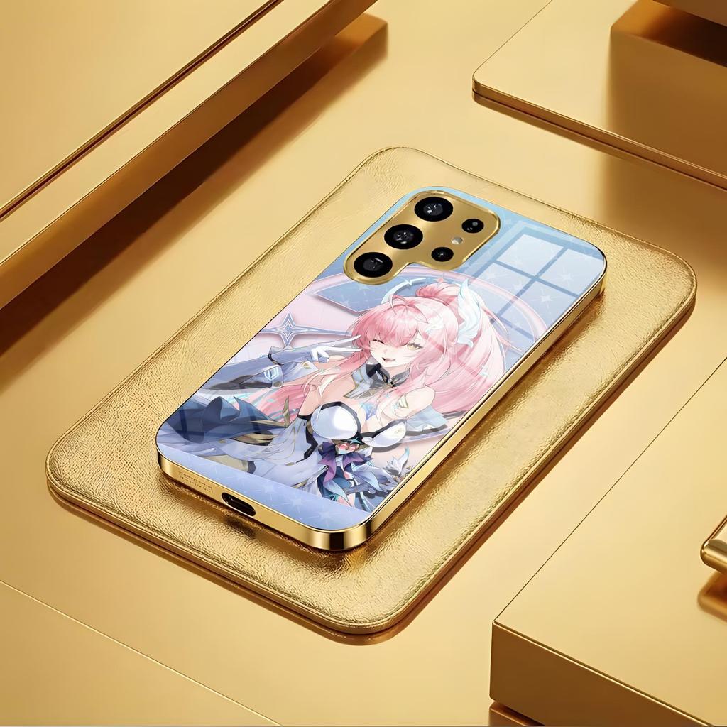 Phone Case For Samsung S26 S25 S24 S23 S22 S21 Plus Ultra Note20 Electroplated glass Phone Case Wuthering Waves AEMEATH