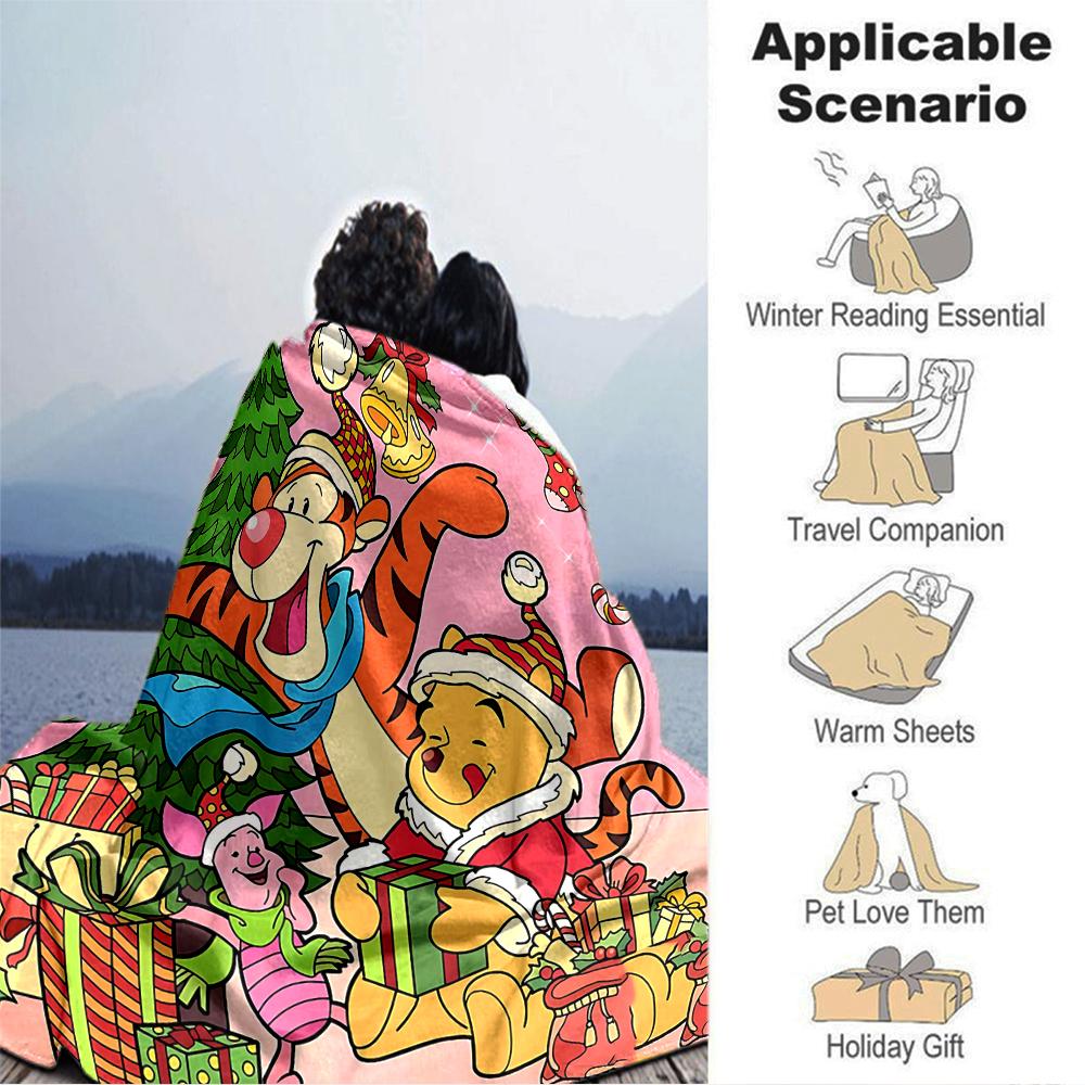 Christmas Winnie Pooh Party Blanket Soft Throw Blanket For Home Bedroom Bed Sofa Travel Office Solid Christmas Blanket