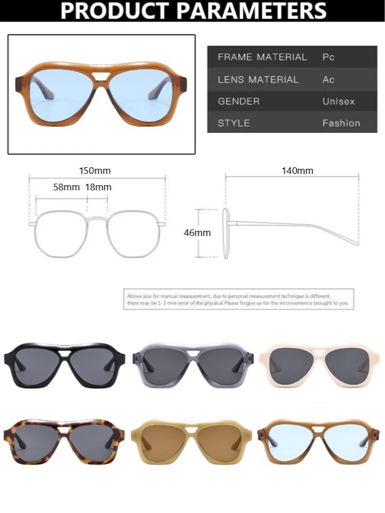 Retro Double Beam Large Frame Sunglasses For Women New Retro Fashion Brand Square Sun Glasses Eyeglasses Men