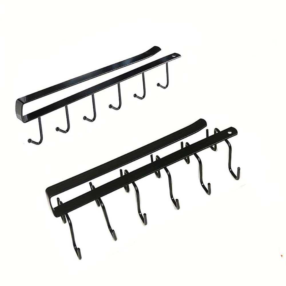 

1шт крючок для кружки в шкафу, 6-крючковый/12-крючковый подвесной держатель для чашки, многофункциональный органайзер для ряда крючков в шкафу, экономит место для хранения 6-Hooks чёрный
