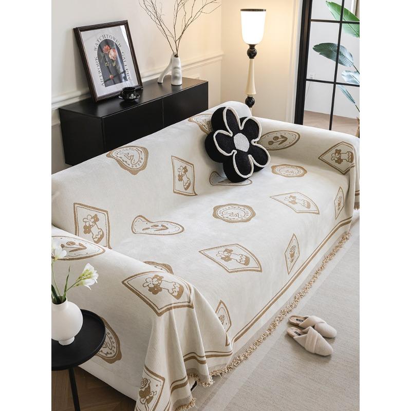 Modern Simple and Light Luxury High-Grade Sofa Cover Cloth Four Seasons Universal Sofa Towel Anti-Scratching Full Covered Straight Row Sofa Cover