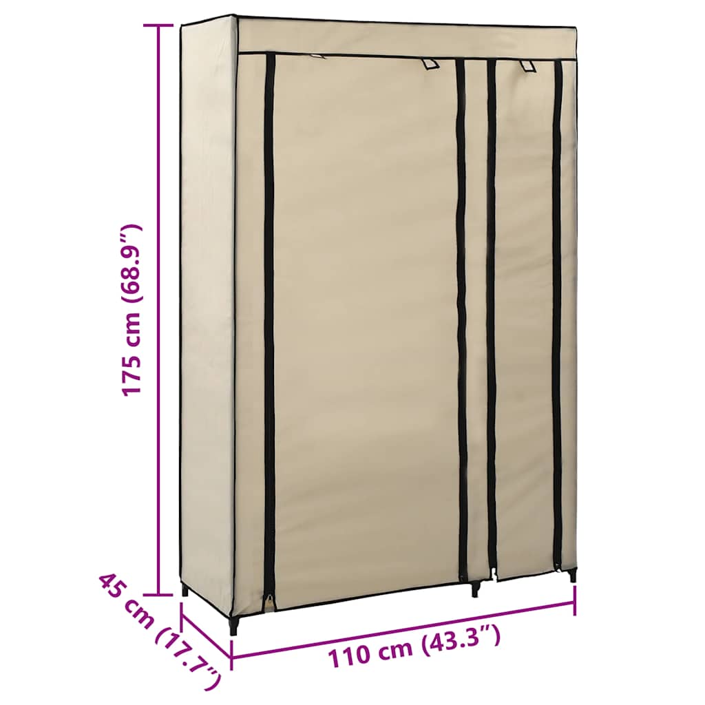 Faltgarderobe Creme 110 x 45 x 175 cm Stoff