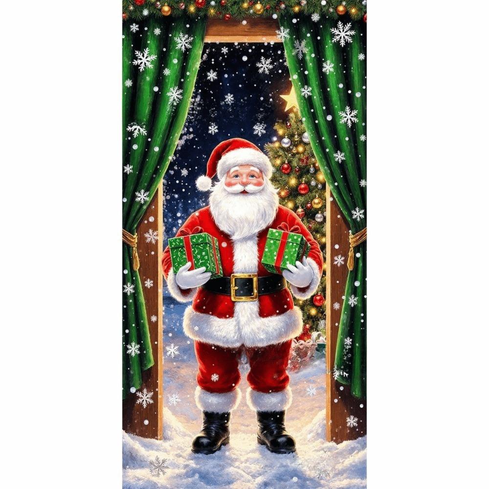 Atmosphere Arrangement Door Decoration Background Santa Claus Banner Door Frame