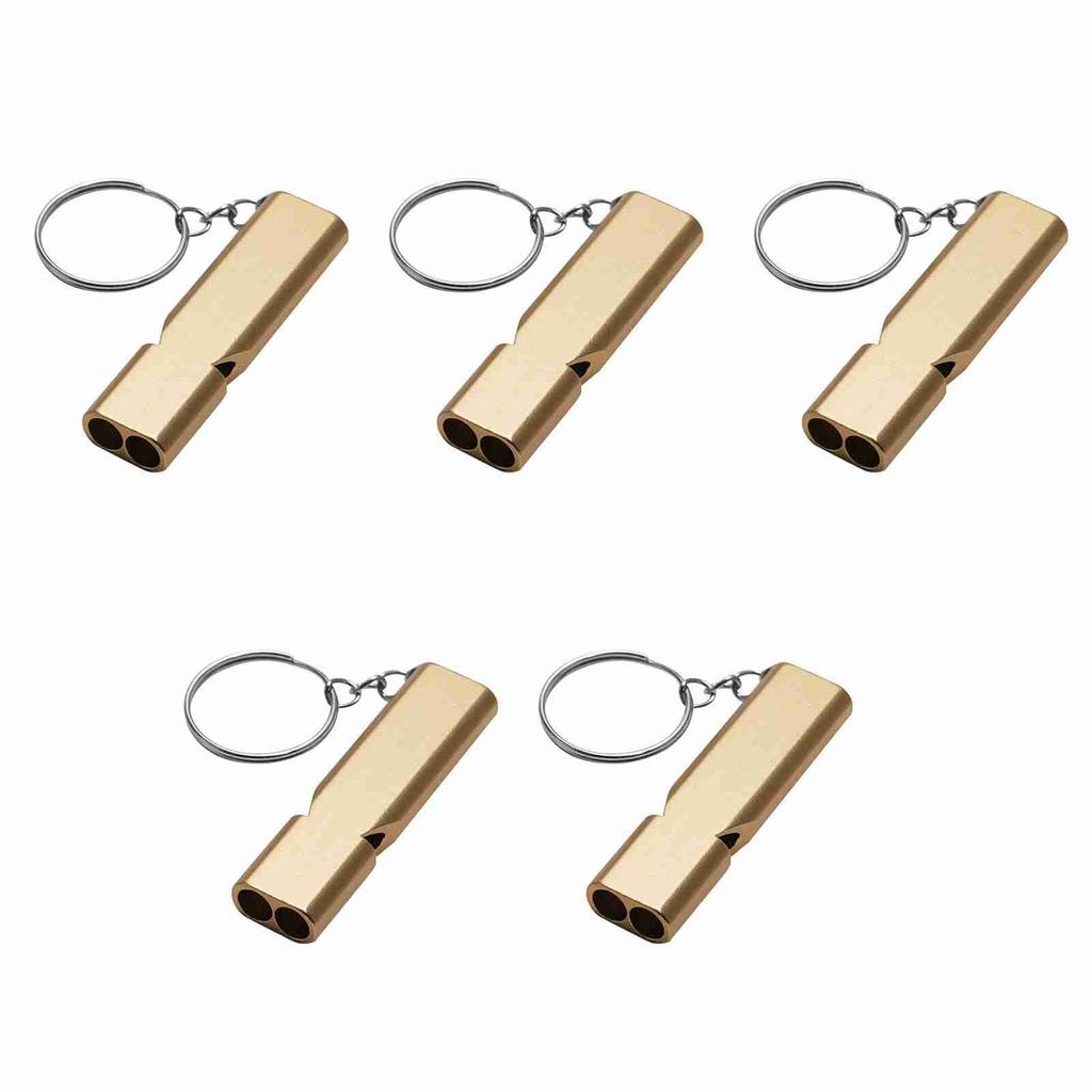 5 Pcs Aluminum Alloy Whistle with Keychain Outdoor Emergency Survival for Camping Hiking Hunting Fishing