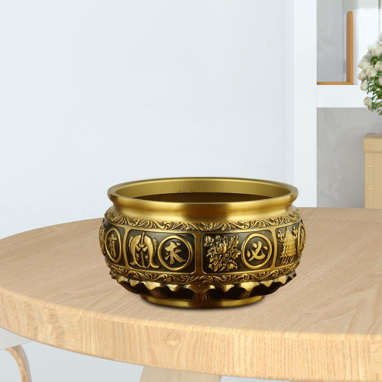 

Латунная статуэтка в виде чаши с сокровищами, коллекционная декоративная китайская художественная работа, настольное украшение Mouth 11 cm