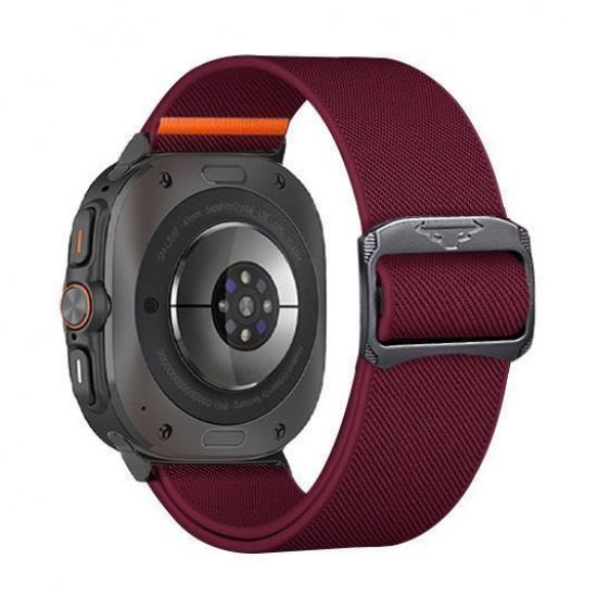 

Nylon Elastic Strap for Samsung Watch7 Ultra 47mm - Watch Band Strap Slide Stain Steels Buckle Adjustable Breathable Sports Wristband Samsung Watch Ultra 47mm вино красного