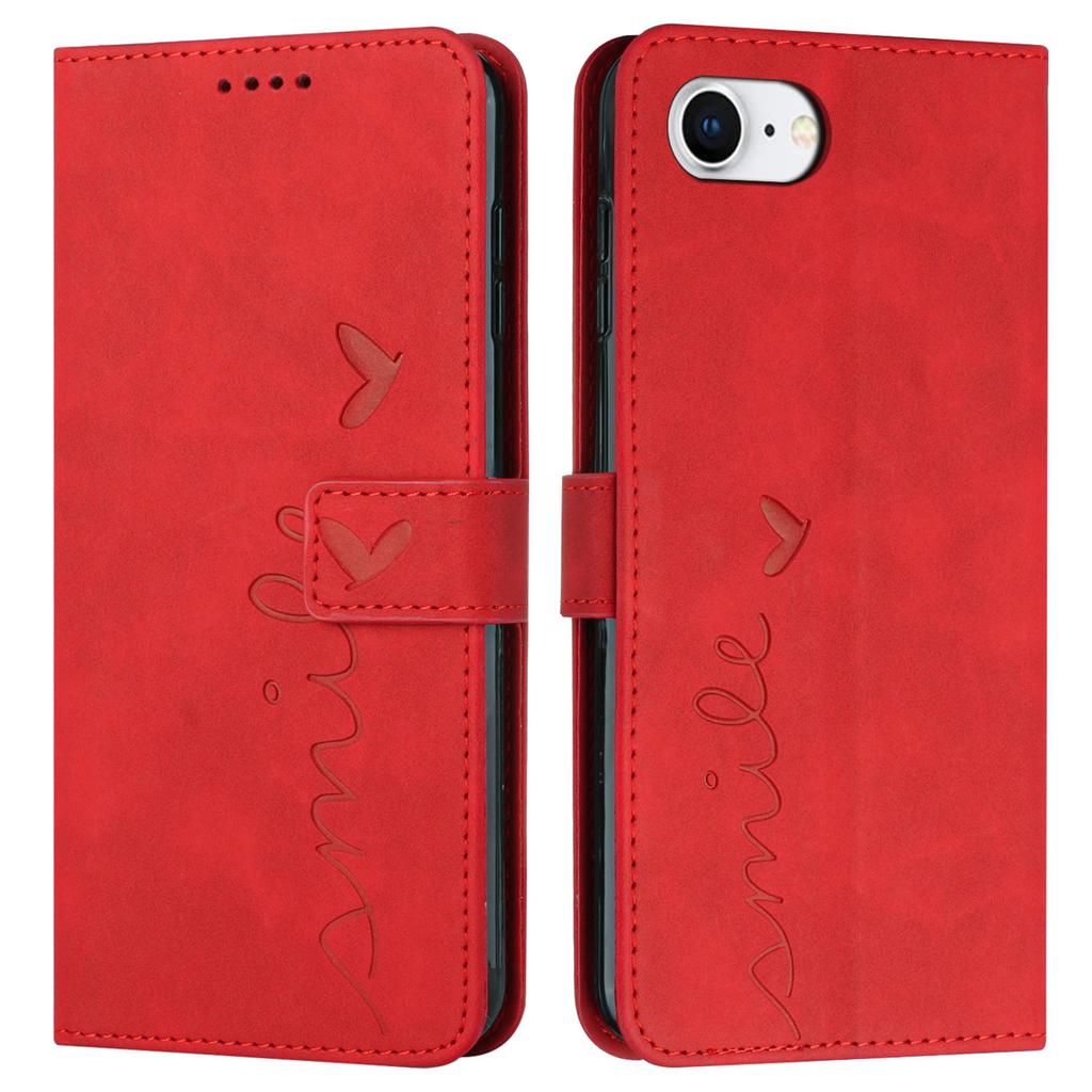For iPhone 16e Case PU Leather Wallet Phone Cover Smile Love Heart Pattern