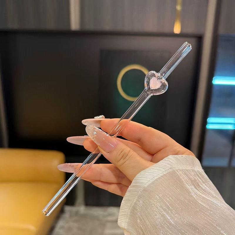 Heart Glass Straw Reusable Drinking Straws Cute Straw For Festival Party Wedding Cocktail Bar Beachs