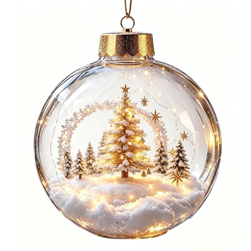 LED-beleuchtetes 3D-Pinguin-Schneekugel-Ornament Weihnachtsbaumschmuck Heim-Feiertagsdekoration