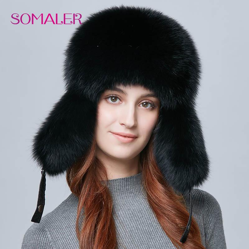 

Женская шапка ушанка из кожи и меха лисицы S