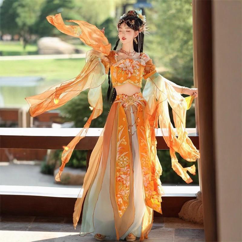 Exotic style new Dunhuang girl Xianqi heavy industry embroidery big skirt torn skirt bloomers L