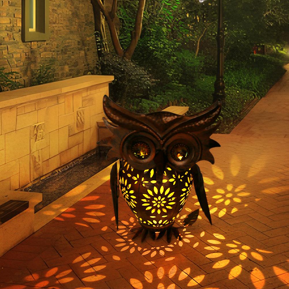 Solar Powered Owl Garden Lantern IP65 Waterproof Hanging Owl Lantern Auto On/Off Iron Hollow Out Lantern for Patio Yard Pathway