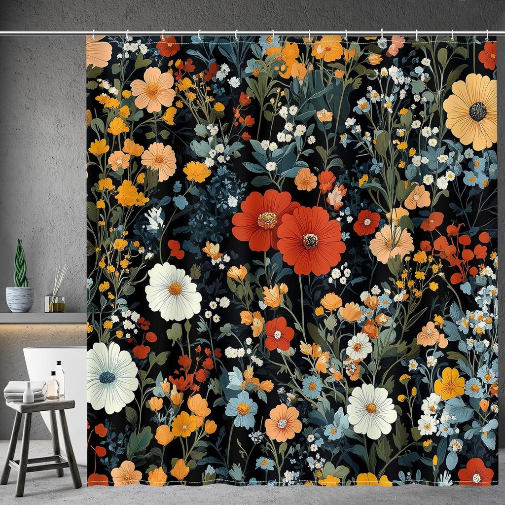 Mandala Indian Bohemian Colorful Flowers Bath Shower Curtain Set with 12 Hooks for Adults Kids Bathroom Decor Accessories