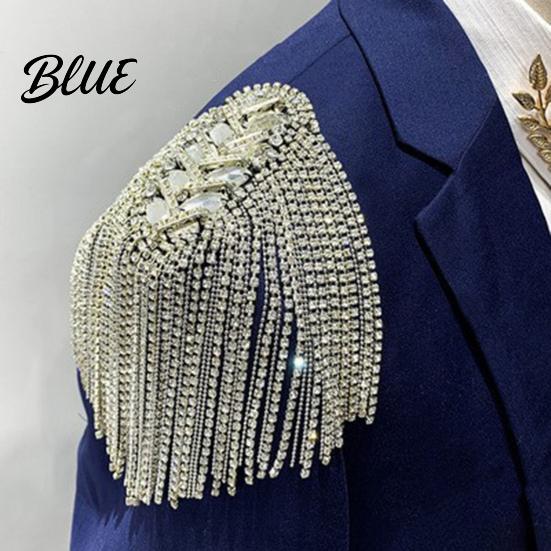 Fringe Shoulder Brooch 1/2Pcs Rhinestone Tassel Epaulet Men Women Uniforms