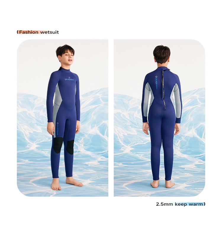 DIVE&SAIL Kids 2.5MM Thermal Long Sleeve Wetsuit for Teen Snorkeling & Surfing
