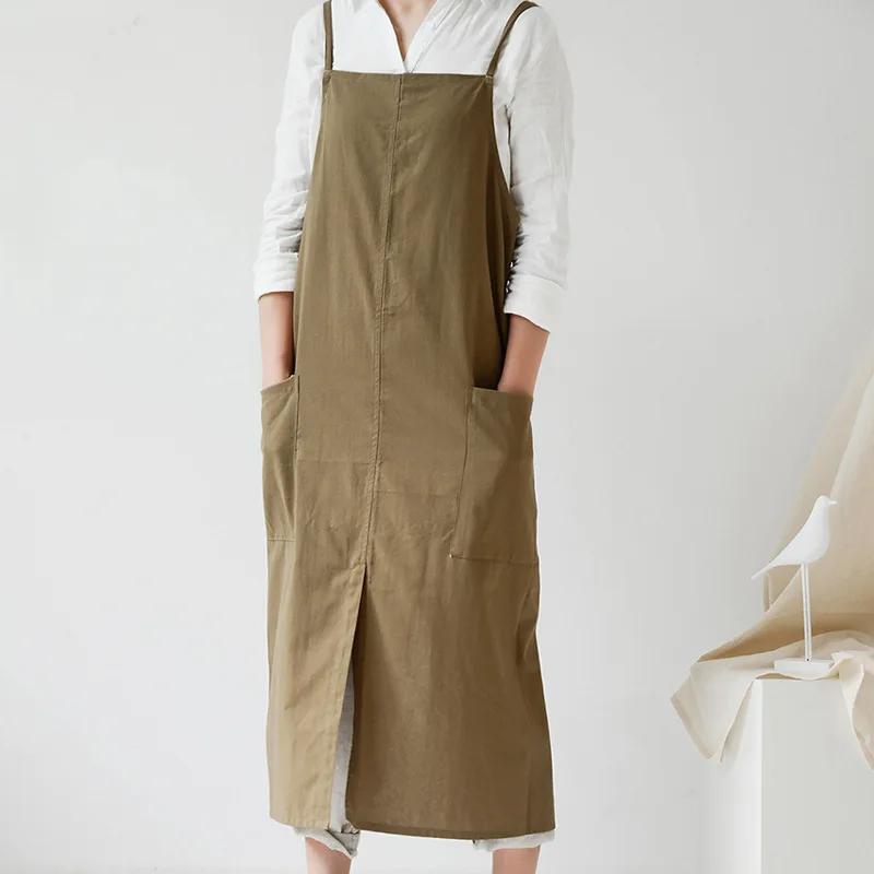Waterproof Cotton Linen Apron, Floral Kitchen Apron, Gardening Florist Baking Coffee Shop Work Clothes, Korean Version