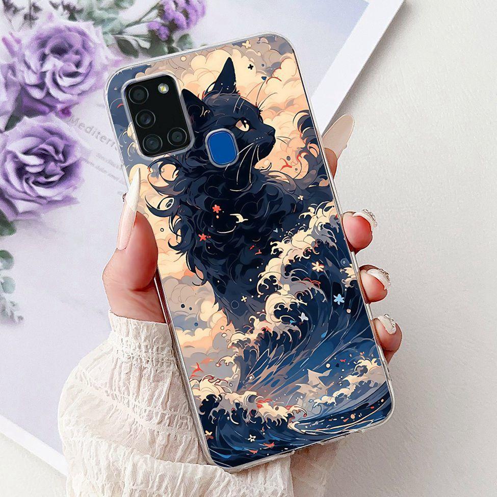 For Samsung A21s Case Cover Clear Fashion Luxury Cute Painted Back Cover For Samsung Galaxy A21s Phone Case A217F A217M A217N