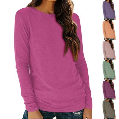 Womens Long Sleeve Round Neck Shirts Basic Tee Casual Top Fall Trendy Tunic Outfits Fitted T Shirts