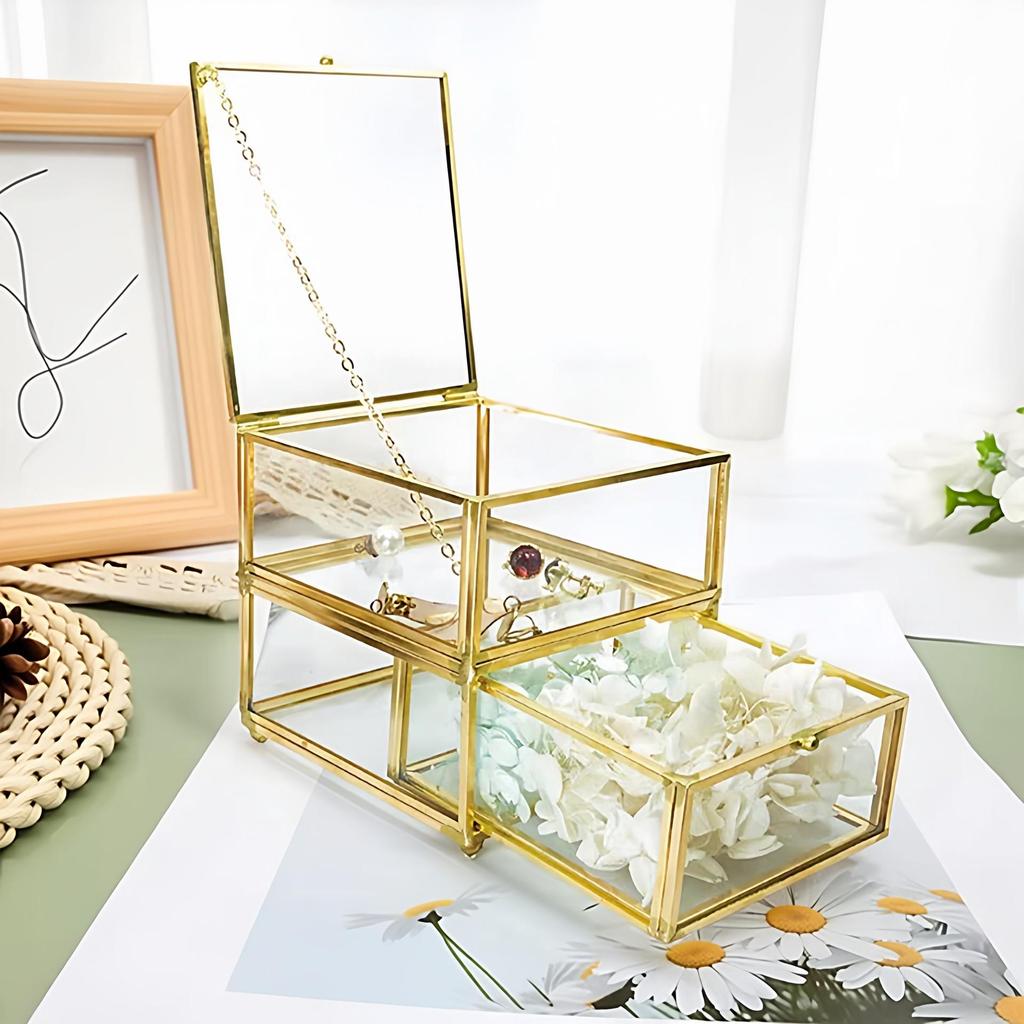 Luxury Jade Pendant Glass Jewelry Display & Storage Box