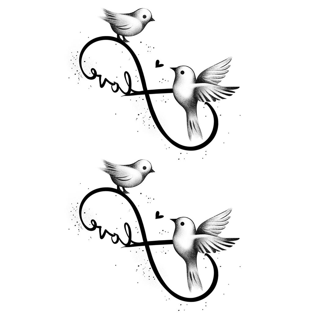 Ins Simple Love Flower Butterfly Swallow Mobius Ring Infinite Loop Wrist Tattoo Sticker