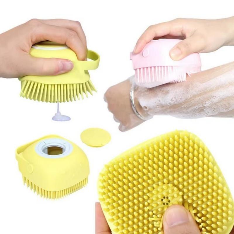 Silikon Şampuan Banyo Fırçası Masaj Tarak Bakım Scrubber Fırça Banyo Aksesuarları Bebek Çocuk Silikon Vücut Scrubber