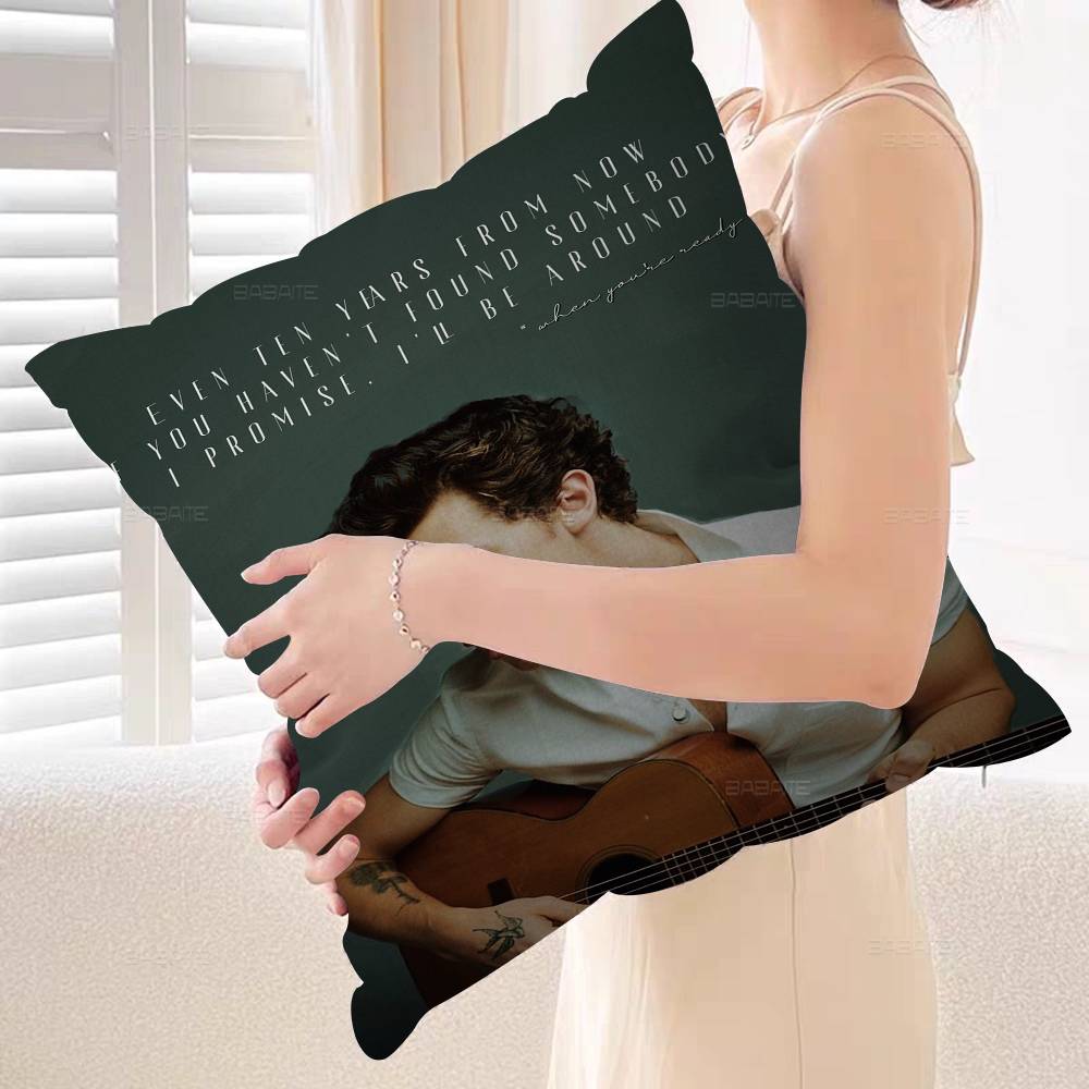 S-Shawn Mendes Populär Sångare Kudde Anime Kudde Soffa Säng Huvudkudde Överdrag Kuddfodral 45x45 cm Mode