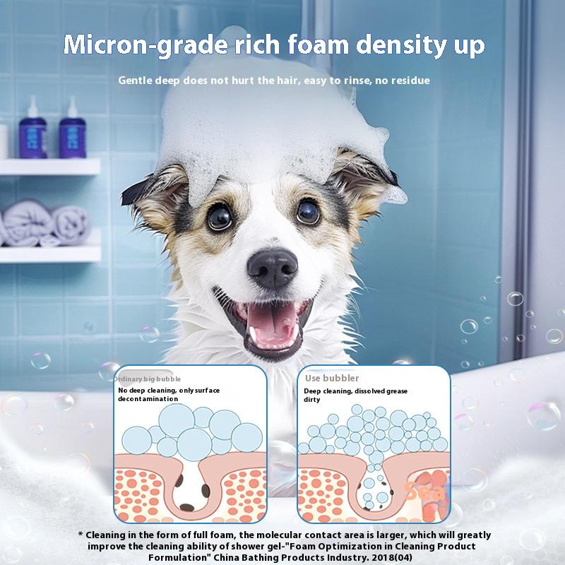 Blue White Pet Cat Dog Bubble Maker Dog Shower Automatic Bubble Maker Cat Shower Gel Bubble Maker Charging Bubble Maker