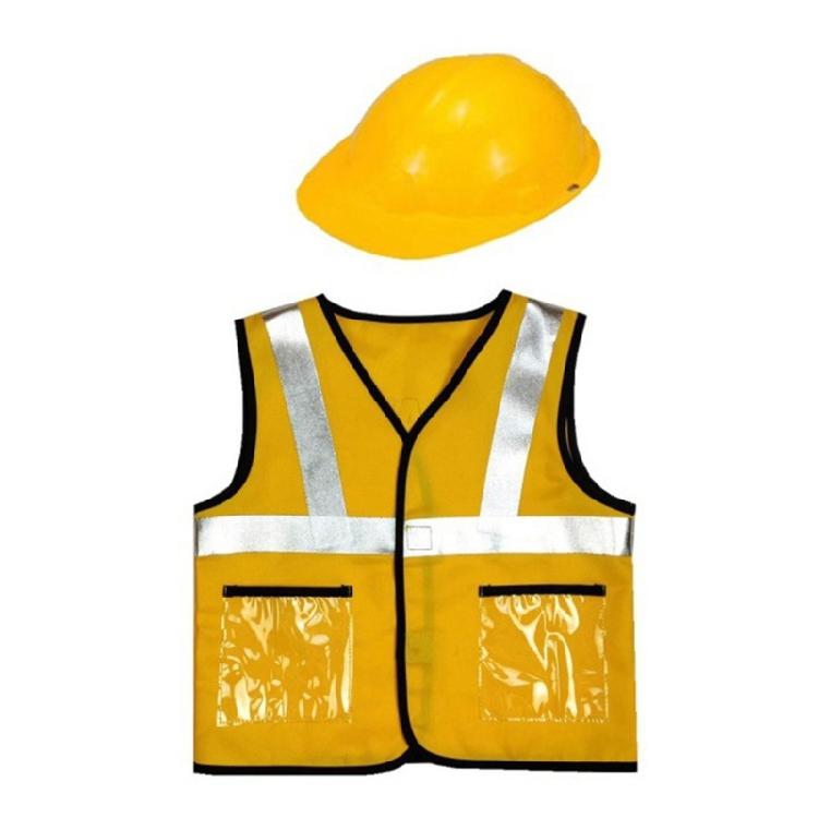 Construction Worker Costume Pretend Role Play Dress Up Toy Builder Career Outfit
