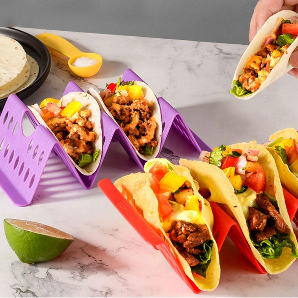 4Pcs Plastic Taco Holders Triangle Mexican Pancake Stand Creative Food Pallet  Tortilla