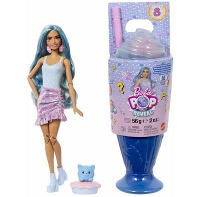 Barbie Pop Reveal Doll Stylish Dessert Series Fashion Doll and Pet Figure, 8 Surprises, Including Color-Changing Feature
