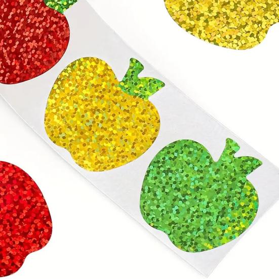 500 Pcs Christmas Stickers Roll Gllitter Tree/Maple Leaf/Santa Hat Seal Stickers Waterproof Self-Adhesive Decals