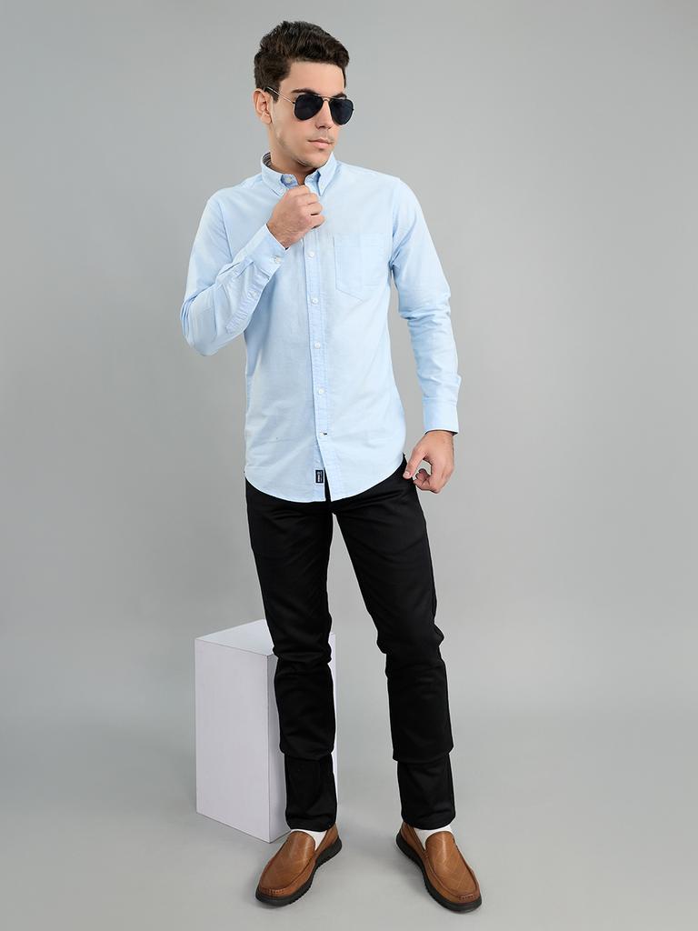 Monte Carlo Mens Slim Fit Solid Full Sleeve Shirt