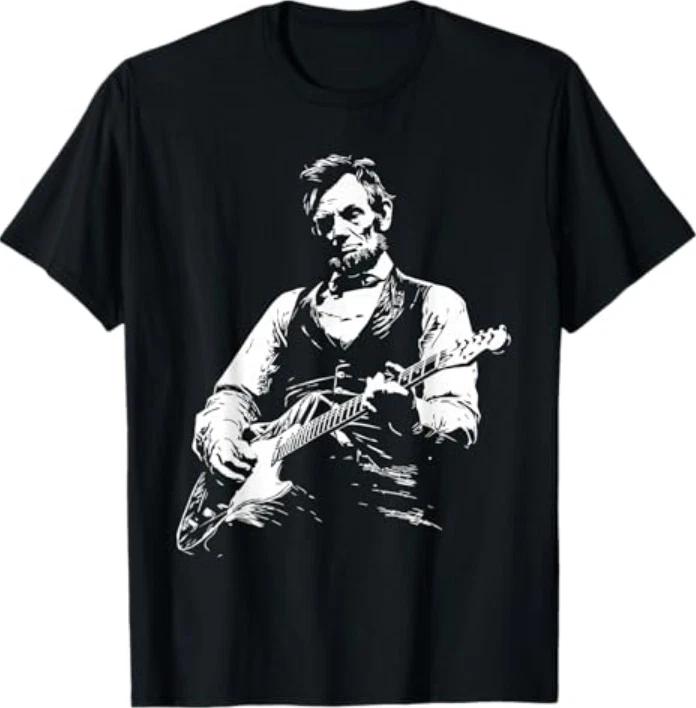 President Abraham Lincoln Playing Guitar Abe Lincoln Design TShirt S
