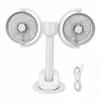 Dual Head Desk Fan USB Charging 360 Degrees Rotation Adjustable Height Night Light Portable Dual Head Clamp On Fan