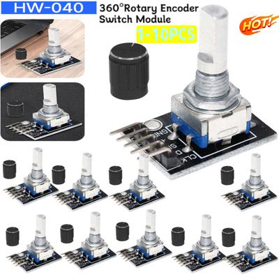 1-10PCS HW-040 360 Degrees Rotary Encoder Module with Knob Cap 5V Brick Sensor Switch Development Board Module for Arduino