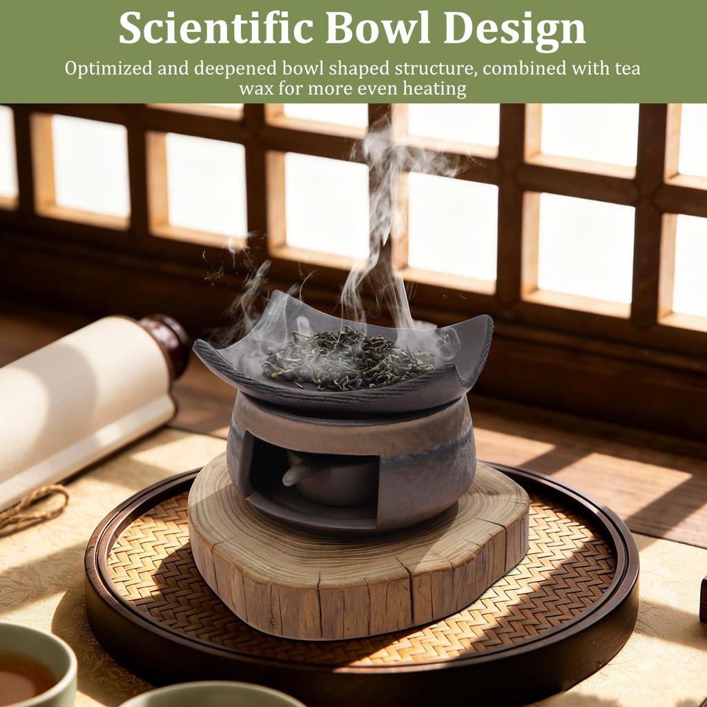 Ceramic Aromatherapy Stove Essential Oil Burner Handmade Tea Stove Warmer Set Zen Incense Burner with Tealight Holders for Home