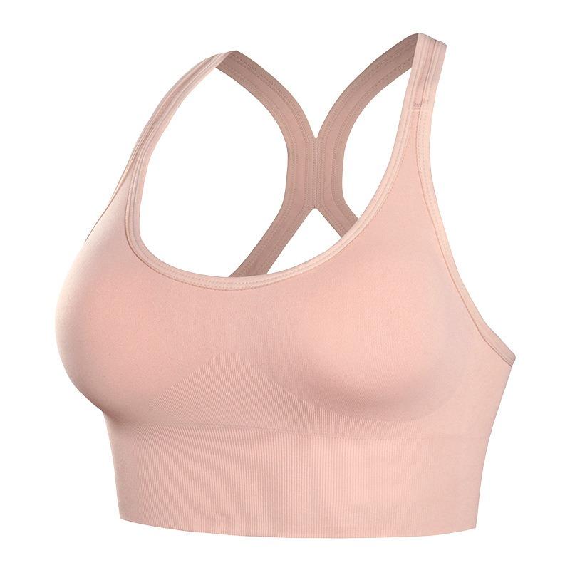 Seamless Breathable Sports Bra Back Closure Cross Back Push Up For Yoga Running