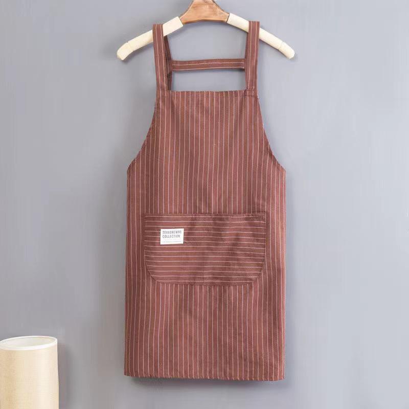 Striped Sleeveless Kitchen Apron - Halter Neck, Breathable, Anti-Fouling, Polyester Cotton Blend