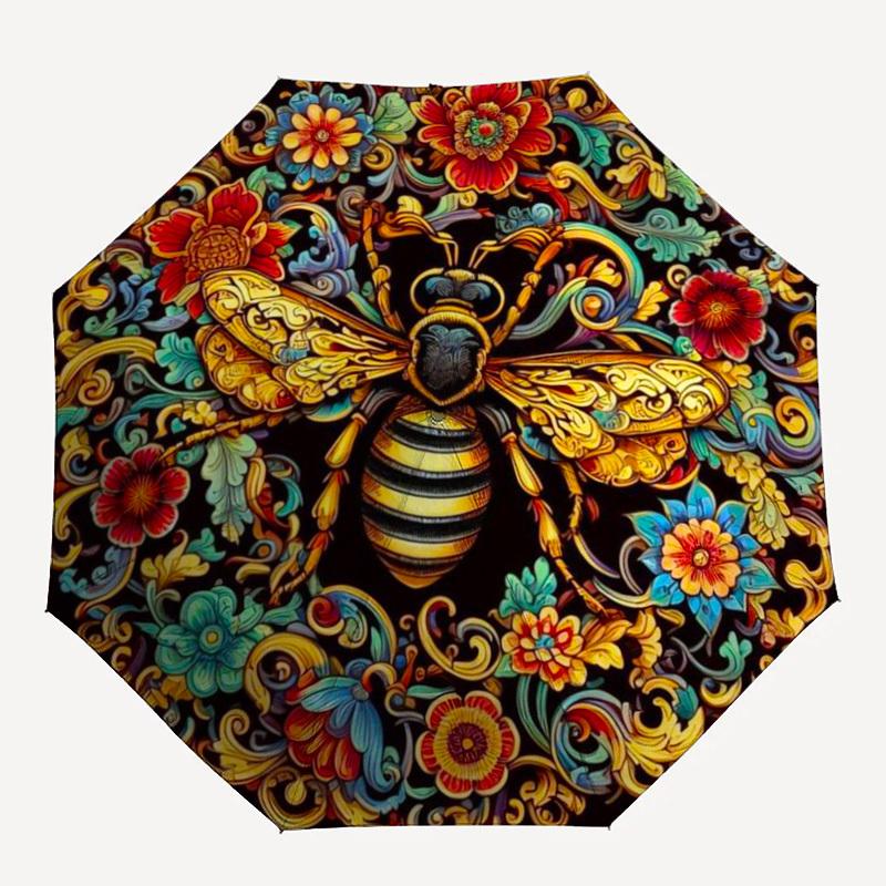 

1pc Honeybee Mandala Umbrella - Portable Home Essential, Durable Iron Frame with Rod Structure, Fashion Lovers yy250910028