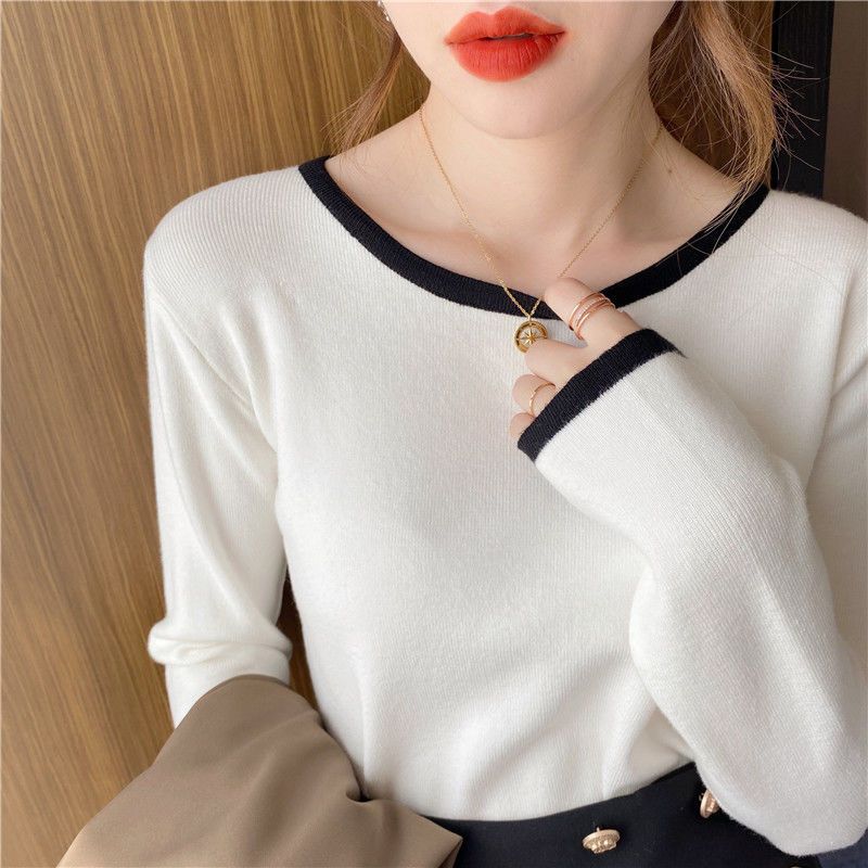 Base Knitted Sweater for Women Autumn and Winter Round Neck T-shirt Top Versatile Slim Sweater