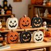 3PCS Freestanding Wooden Pumpkin Hand Painted Halloween Ornament Tiered Tray Decor  Alloween Party